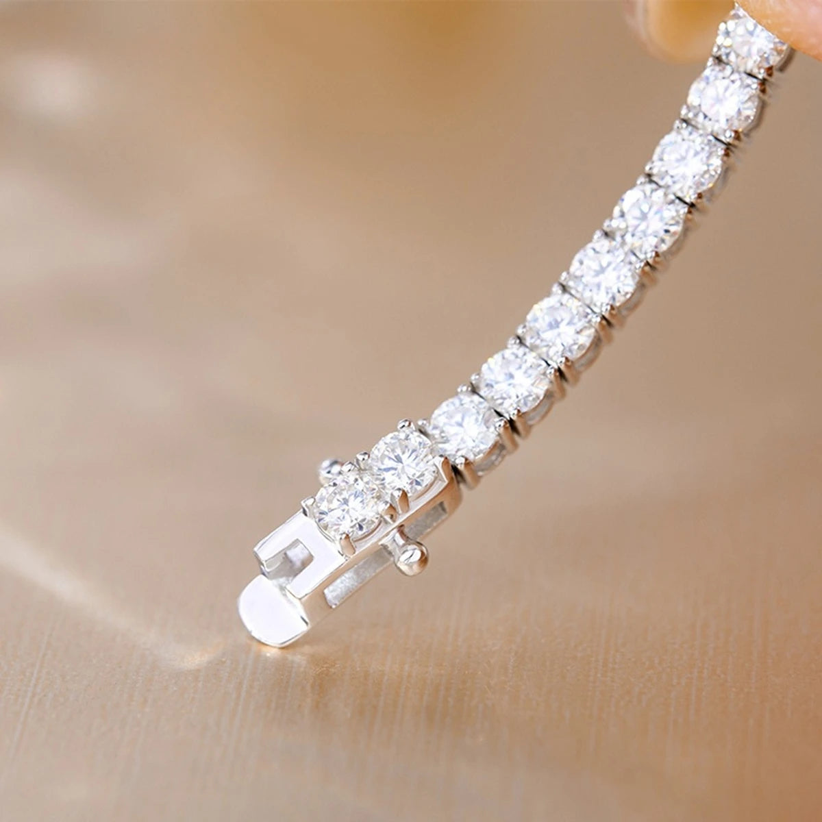 Fashion Simple 3-6.5mm D VVS1 Moissanite Tennis 925 Sterling Silver Single Row Classics with GRA Bracelet for Women Man Jewelry