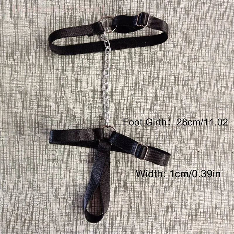 【MAX-22】1Pcs Chain Gothic Black Elastic Band Bandage Anklet Bracelet For Women High Heel Summer Barefoot Sandals Prom Foot Belt