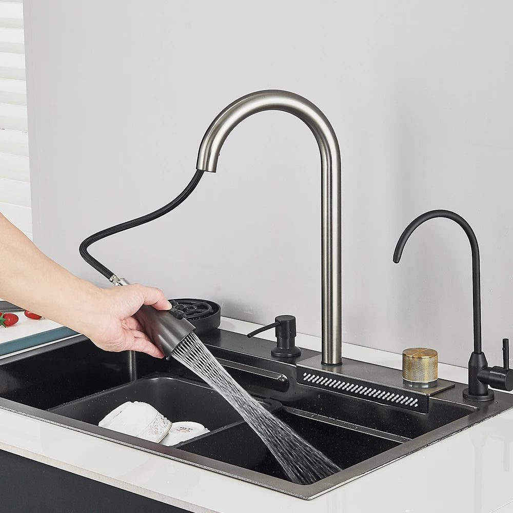 Stainless Steel Kitchen Sinks Recessed Sinks Kitchen Taps Sinks with Drains Kitchen Faucet Sink Sets