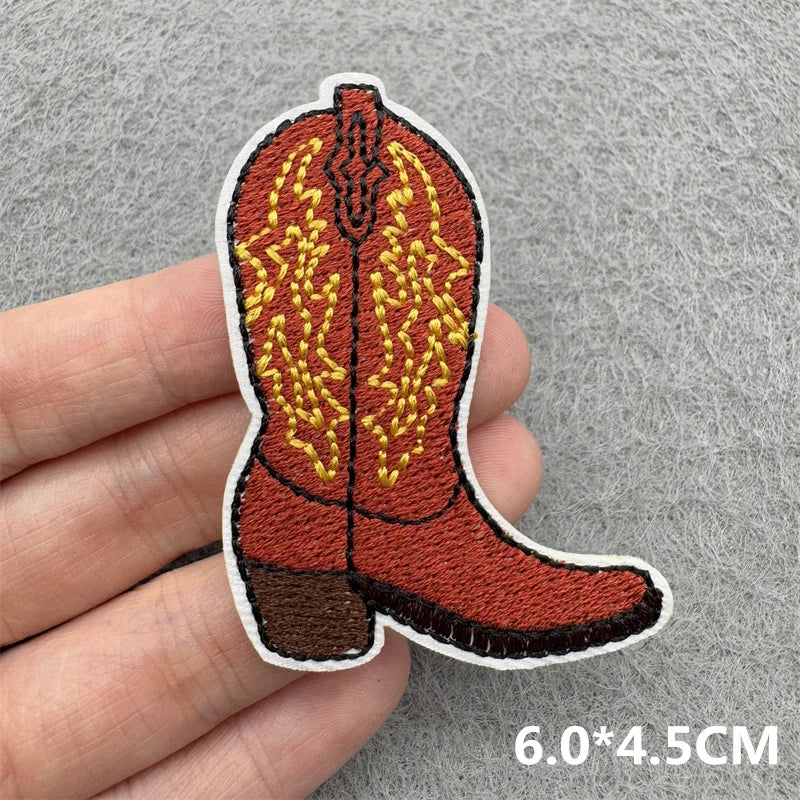 Western Cowboy Embroidered Patches DIY Boots Horse Patch For Clothing Iron On Patches Jackets Backpack Hats Sew Badges Patches