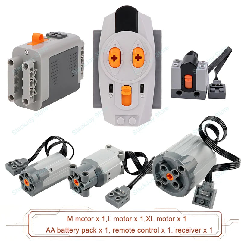 MOC Power Functions M/L/XL Motor Battery Box IR Remote Receiver for RC Car Robot Model Building Blocks Technical Modified Parts