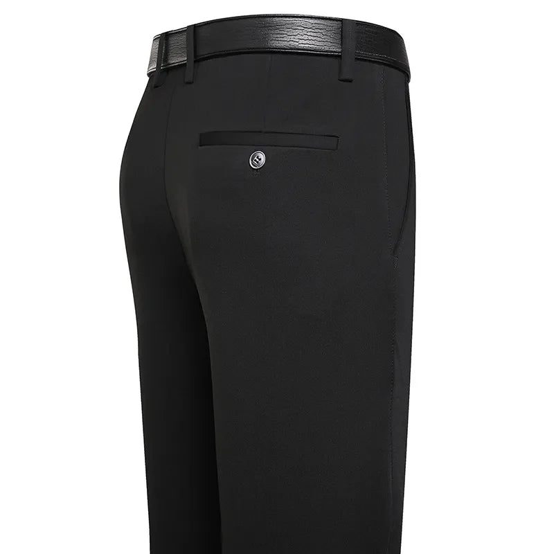 Spring Summer Men's Casual Pants Stretchy Suit Pants Formal Business Trousers Plus Size 46 48 Classic Navy Blue Trousers