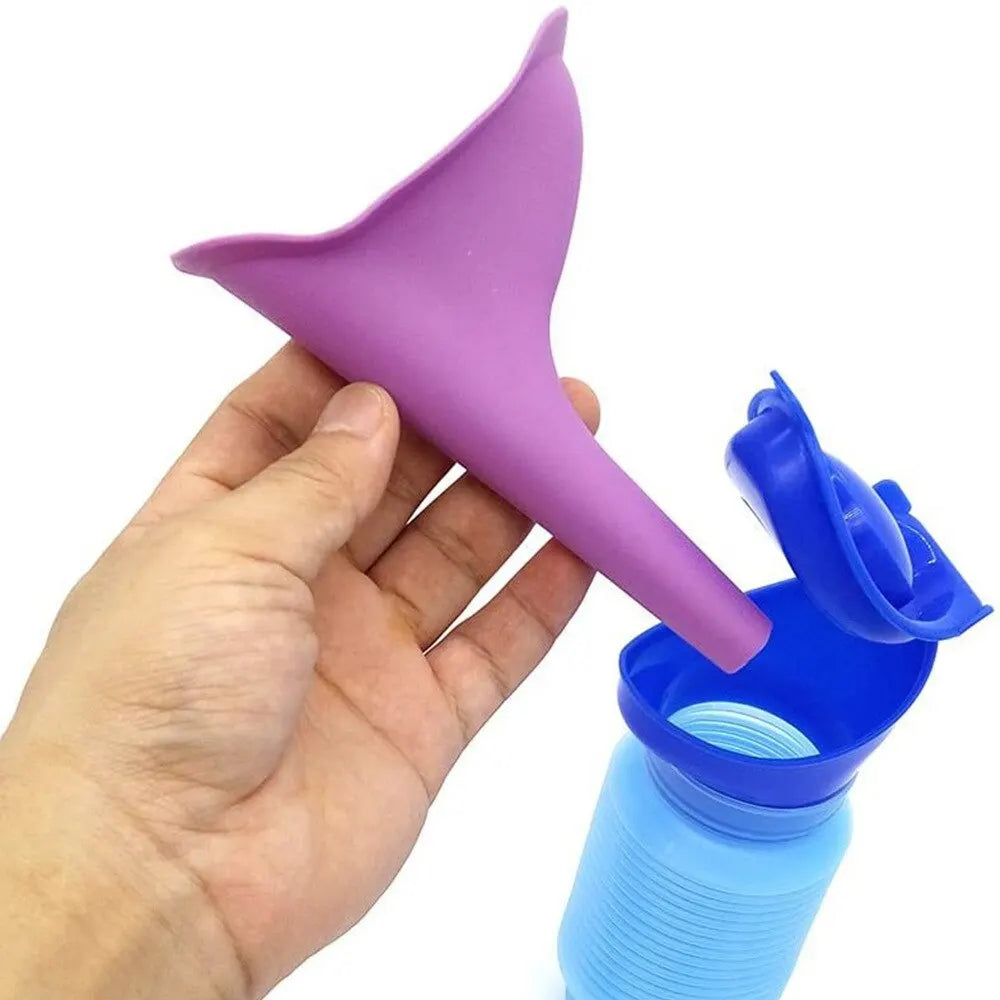 1set Urinal Car Urinal Bucket Outdoor Standing Urine Emergency Travel Portable Reusable Shrinkable Camping Toilet Urine Leak