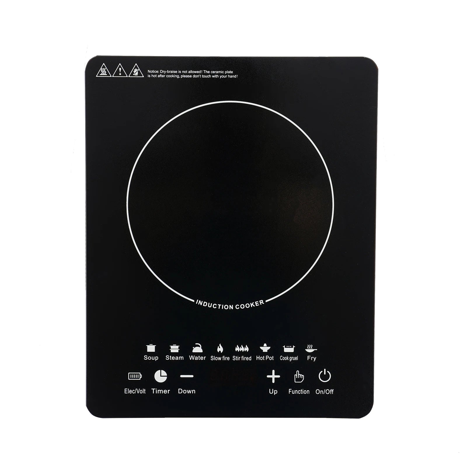 750W Electric Induction Cooker Glass PP Body 8 Presets Temp Adjustable for Dorm RV Home Restaurant & Hot Pot Use