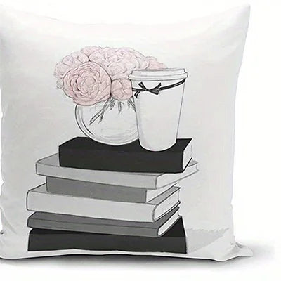 Floral & Perfume Inspired Double-sided Printed pillow cover Short plush Suitable living rooms bedrooms sofas throw cushion cover