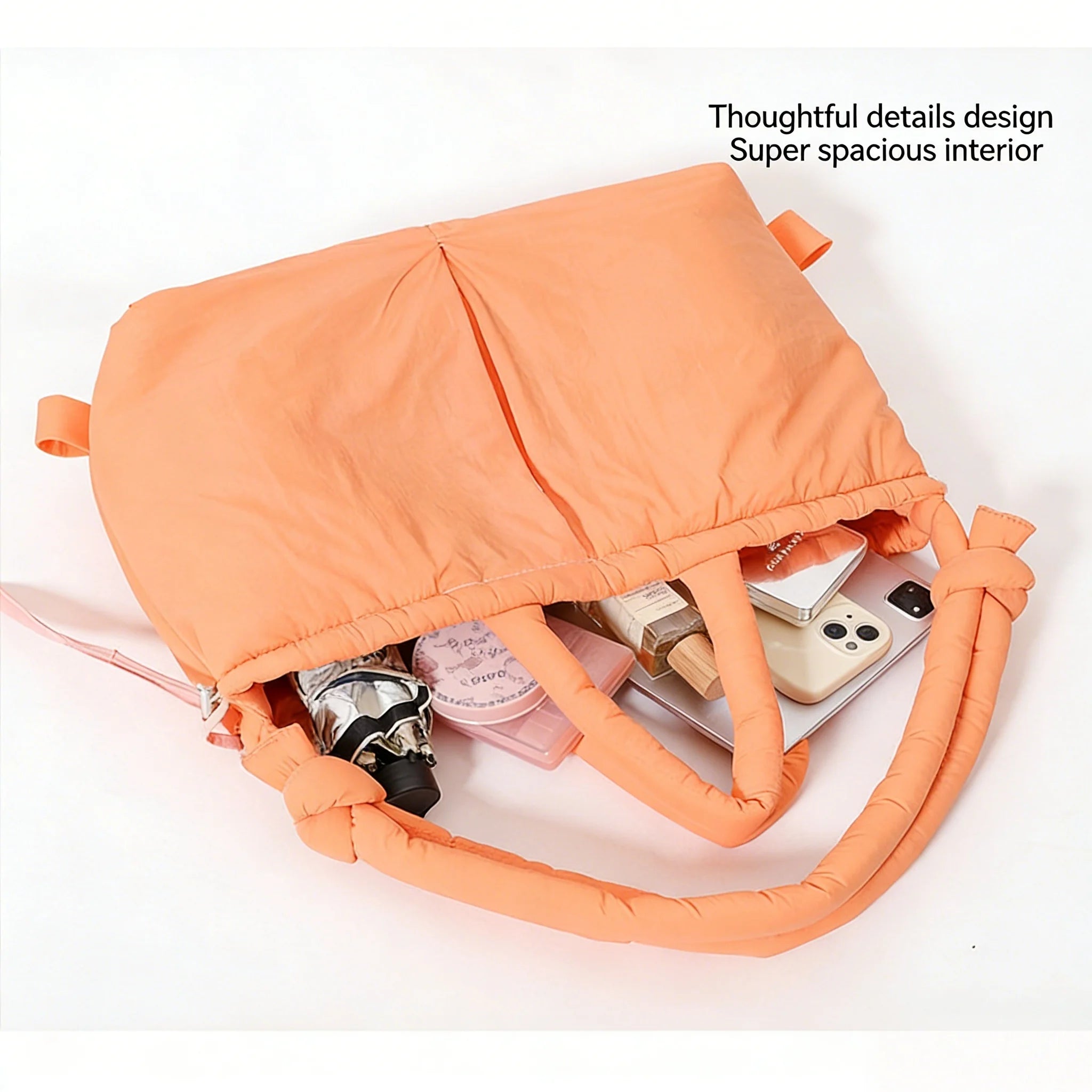 Casual nylon padded tote bag designer soft puffer women shoulder crossbody bags Simple Vintage large capacity handbags 2026