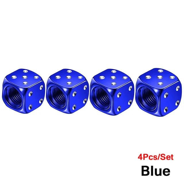 Aluminum Dice Tire Valve Caps Dustproof Car Truck Motocycle Bike Dice Wheel Stem Tyre Tire Wheel Stem Air Valve Dust Cap Cover