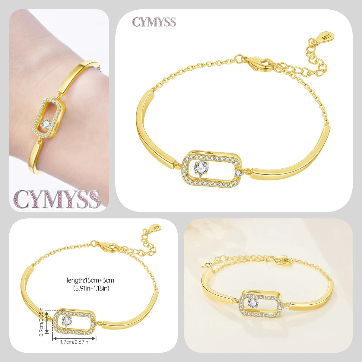 Original 925 Sterling Silver Zirconia Tennis Chain Bracelet for Women Adjustable Gold Color Hot Sale Ideal Birthday Party Gifts