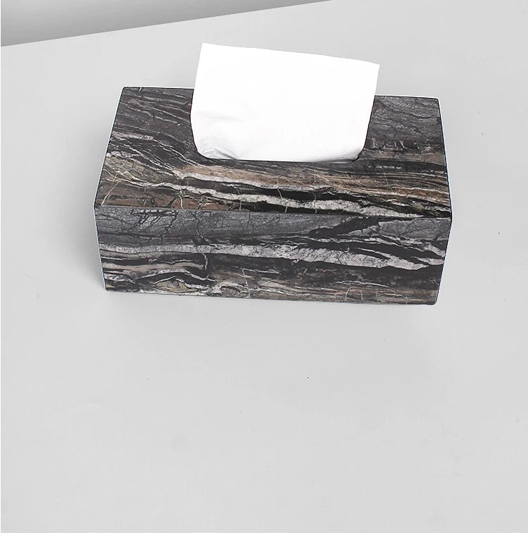 Factory Outlet 25x14x10CM Cuboid Natural Marble Stone Big Tissue Box Storage Organization Case
