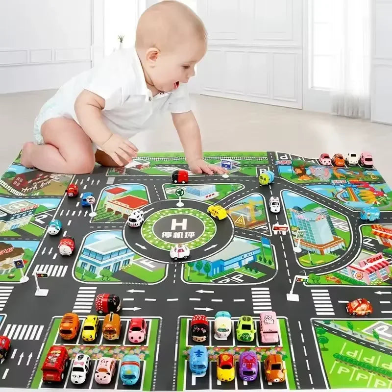 83*58cm/130*100cm Road Mat Children Traffic Car Map Educational Toy Road Plastic Carpet Playmat For Mats City Kids Toys Games