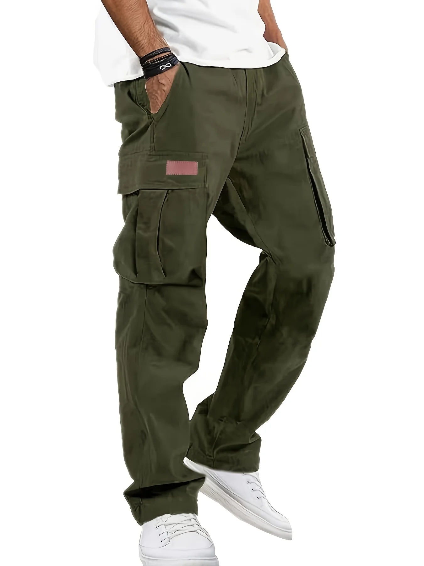American style high street multi pocket workwear pants for men's new trendy loose straight leg versatile casual long pants