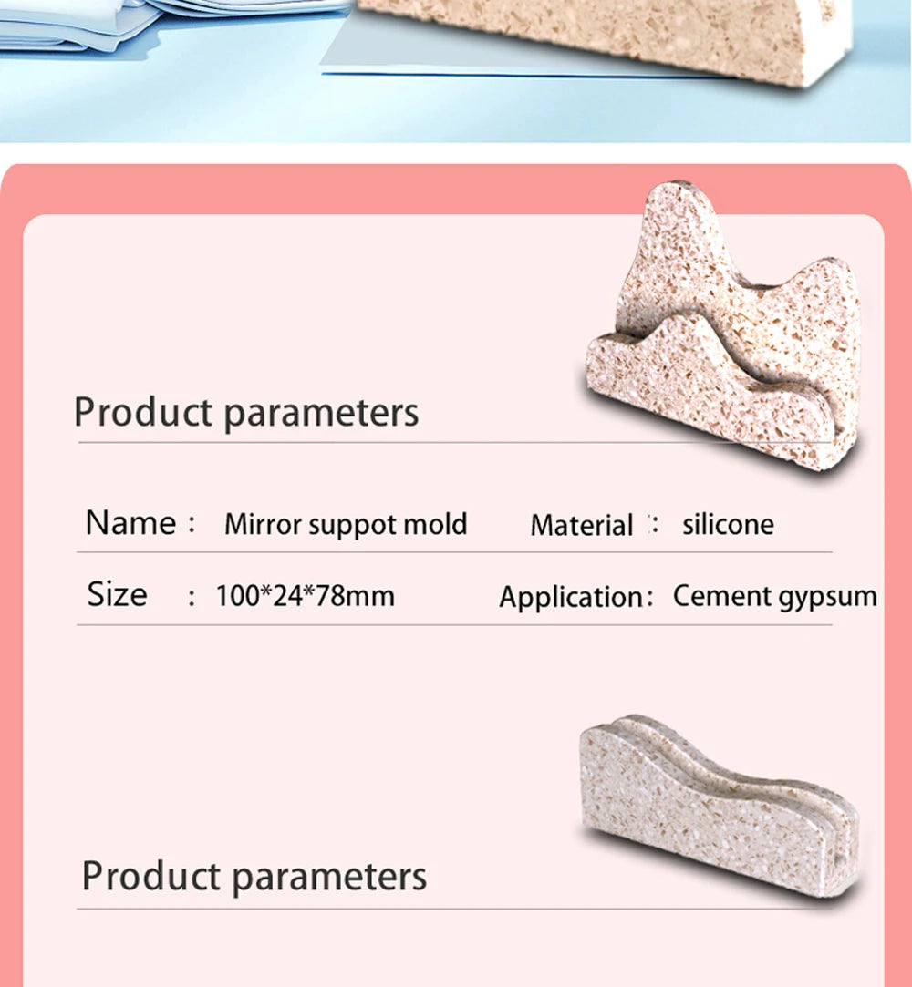 Concrete Mirror Bracket Silicone mold Wavy Mountain Design Card Holder molds Creative silicone mold for office furniture