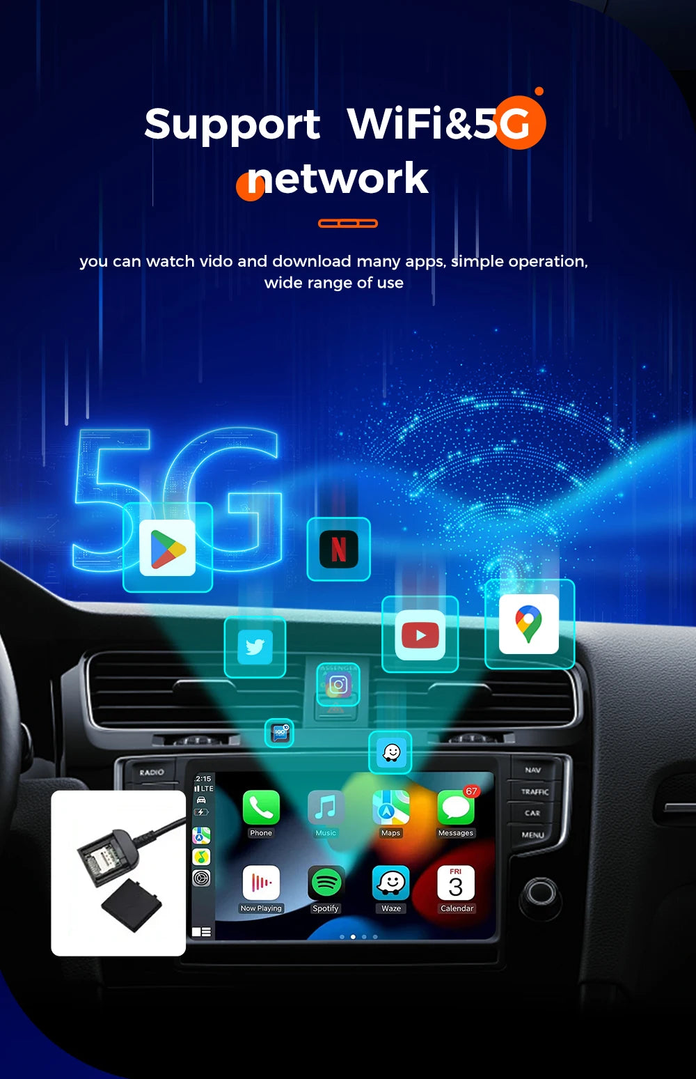 12.3" Android 14 CarPlay Auto Car Radio For Jeep Wrangler 2018-2022 Touch Screen Multimedia Stereo Player GPS Navi dsp Head Unit