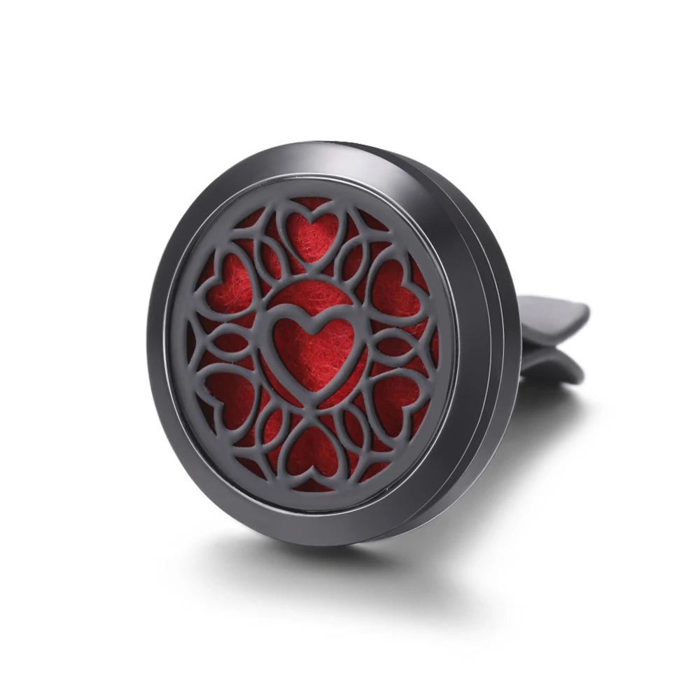 New Car Air Freshener Diffuser Clip Black Hollow Pattern Aromatherapy Lockets Essential Oil Perfume Pendant Car Ornaments Gift