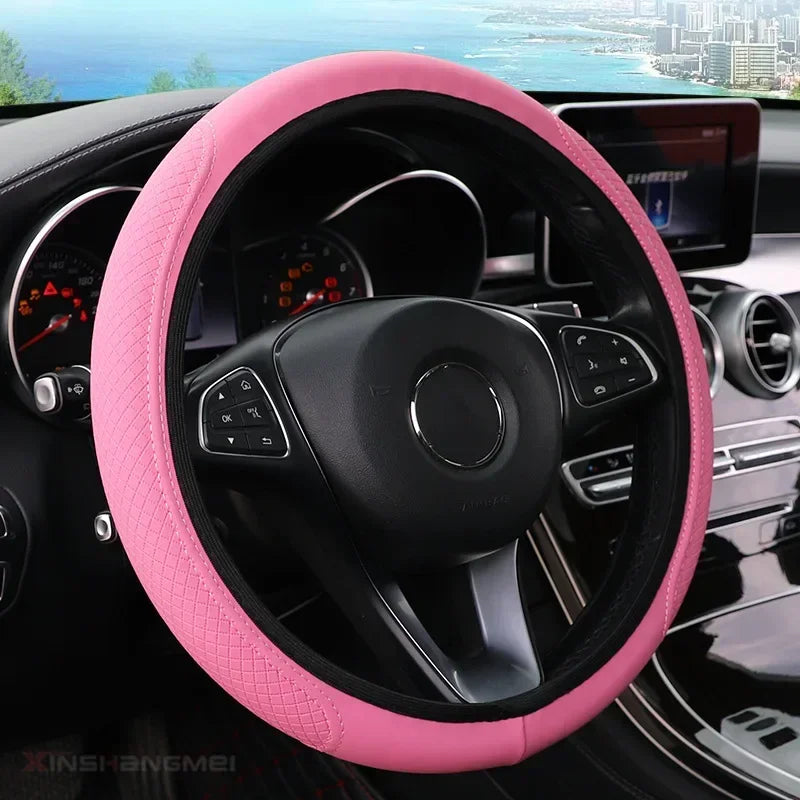 Universal Car Steering Wheel Cover Skidproof Auto Steering- Wheel Cover Anti-Slip Embossing Leather Car-styling Car Accessories