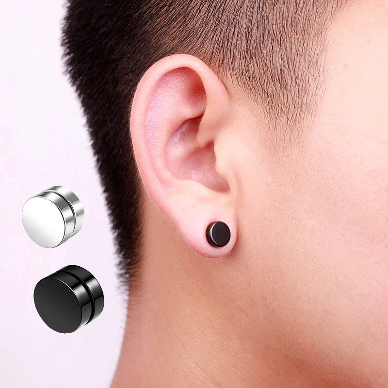 Crystal Strong Magnetic Ear Stud Clip Earrings for Men and Women Punk Round Zircon Magnet Earrings Non Piercing Jewelry