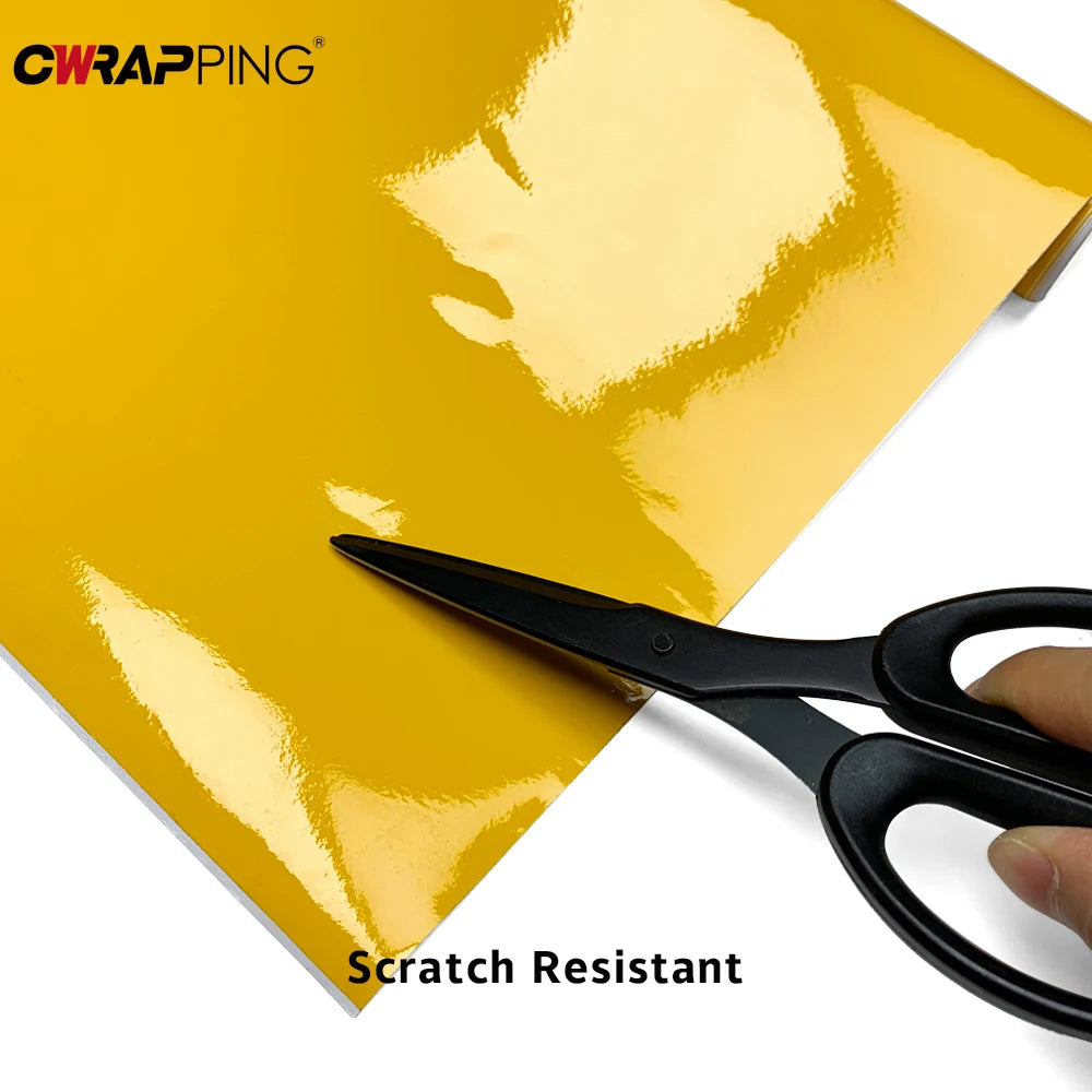 Glossy Yellow Car Covering Film Vinyl Wrap Waterproof Vinyl Auto Tuning DIY Motorcycle Stickers Decor Film for Car Accessories