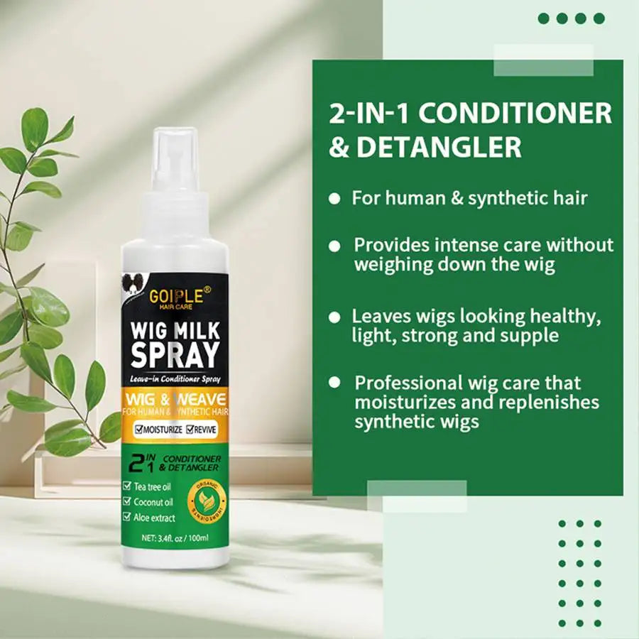 100m Wig Milk Spray for Wigs Smooth and Shiny Wig Leave-in Conditioner Women Synthetic Hair Anti Frizz Moisturizing Care Product