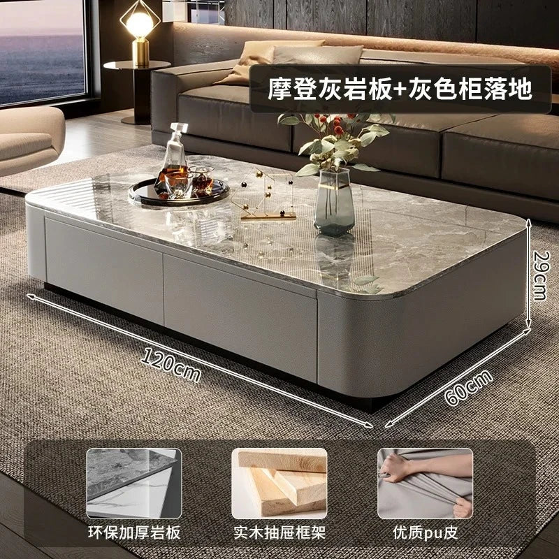 Luxury Marble Effect Coffee Tables Modern Design Square Storage Coffee Tables Minimalist Aesthetic Stolik Kawowy Home Furniture