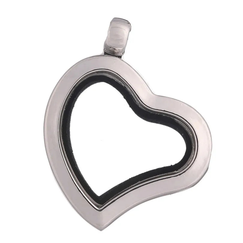 1Pc Punk Heart Round Memory Reliquary Photo Medaillon Pendant Glass Geometric Cremation Ashes Floating Locket кулон Jewelry