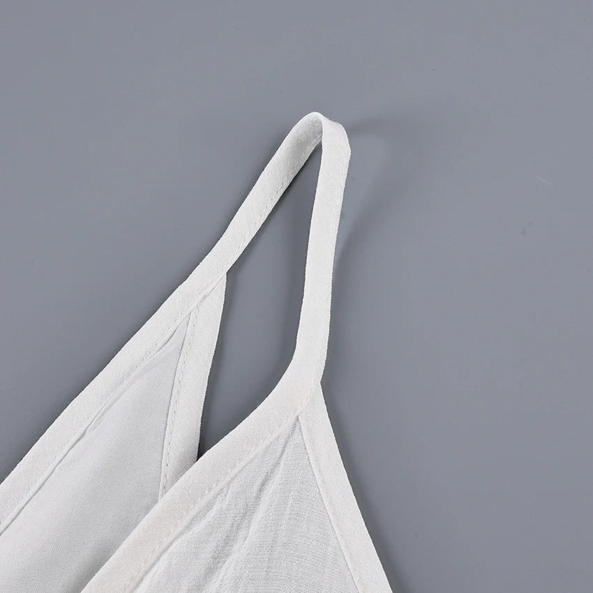 HiLoc Casual Loose White Long Dress Robe 2025 New Summer V Neck Dresses For Women Spring Sleeveless Straight Robes Nightgown