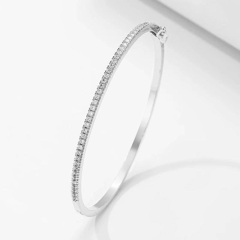 ZAKOL Brand New Blue Turquoise Micro-intact Zircon Bracelet Bangle for Women Shiny CZ Tennis Bracelet Delicate Jewelry Gift