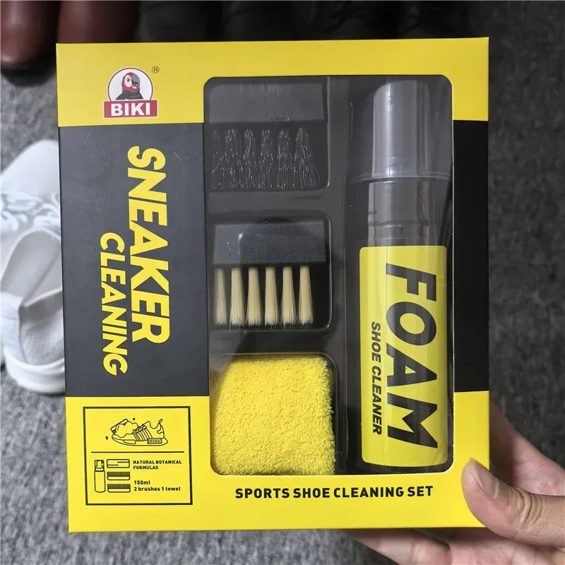150ML Water-Free Foam Sneakers Cleaner Shoe Brush Shoe Suit Foam Dry Cleaning Shoes Cleaner Cloth Work on White Shoe Suede Boot