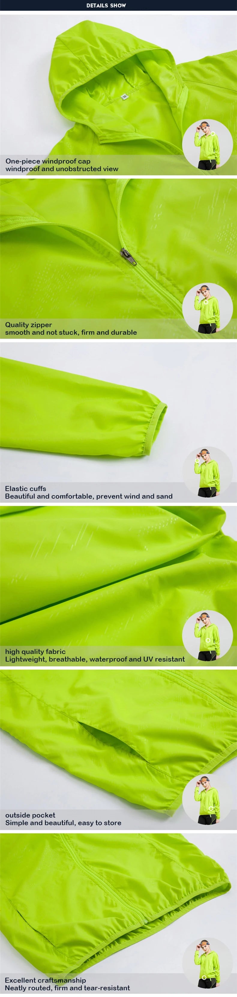 JNLN Unisex Hiking Jacket Men Women Waterproof Quick Dry Camping Windbreaker Outdoor Trekking Fishing Rain Coat Anti UV Clothes