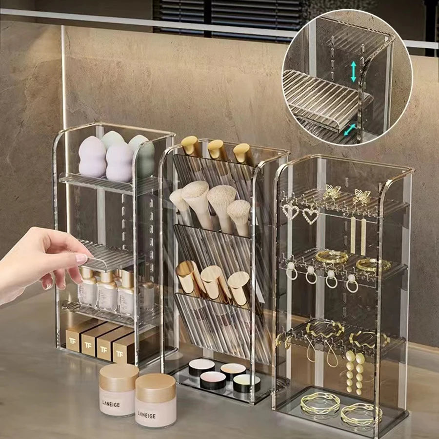 Makeup Organizer Cosmetic Lipstick Jewelry Display Cases Stackable Storage Box Brush Holder Bathroom storage organization