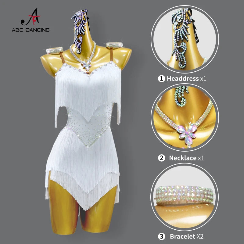 2026 New Latin Performance Dance Dress Women Sexy Outdoor Ballroom Party Fringe Skirt Sport Practice Wear Blue Prom Evening Suit