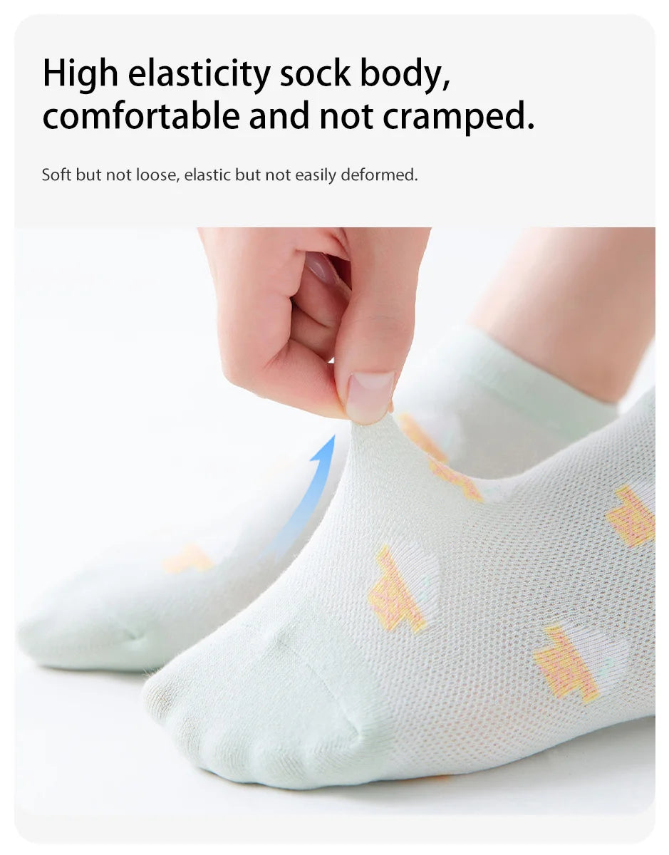 6 Pairs of Women Is Summer Thin Short Socks Sweet Cute Breathable Mesh Comfortable and Small Floral Fragments