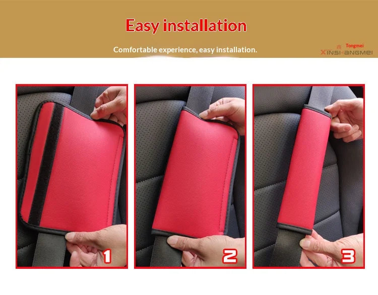 1PCS Car Seat Belt Protective Cover Anti-neck Strangling Skin-feel Leather Fine Hole Car Seat Belt Shoulder Guard Cover