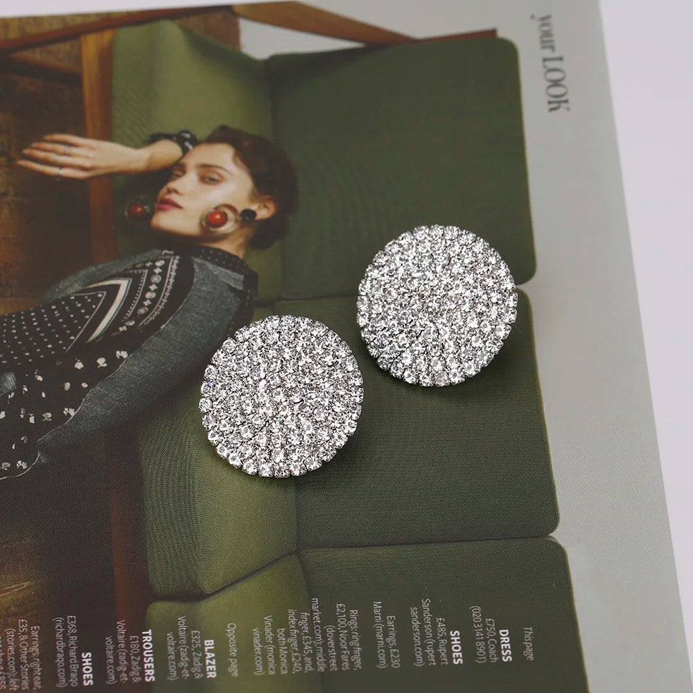 Women Fashion Shiny Rhinestone Big Drop Dangle Earrings Maxi Evening Dress Statement Earrings Accessories Wedding Bride Jewelry