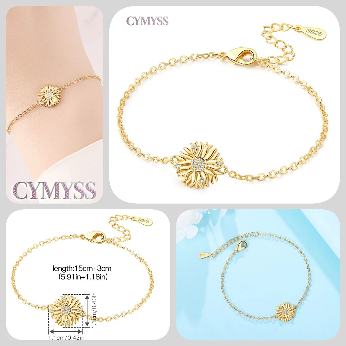 Original 925 Sterling Silver Zirconia Tennis Chain Bracelet for Women Adjustable Gold Color Hot Sale Ideal Birthday Party Gifts