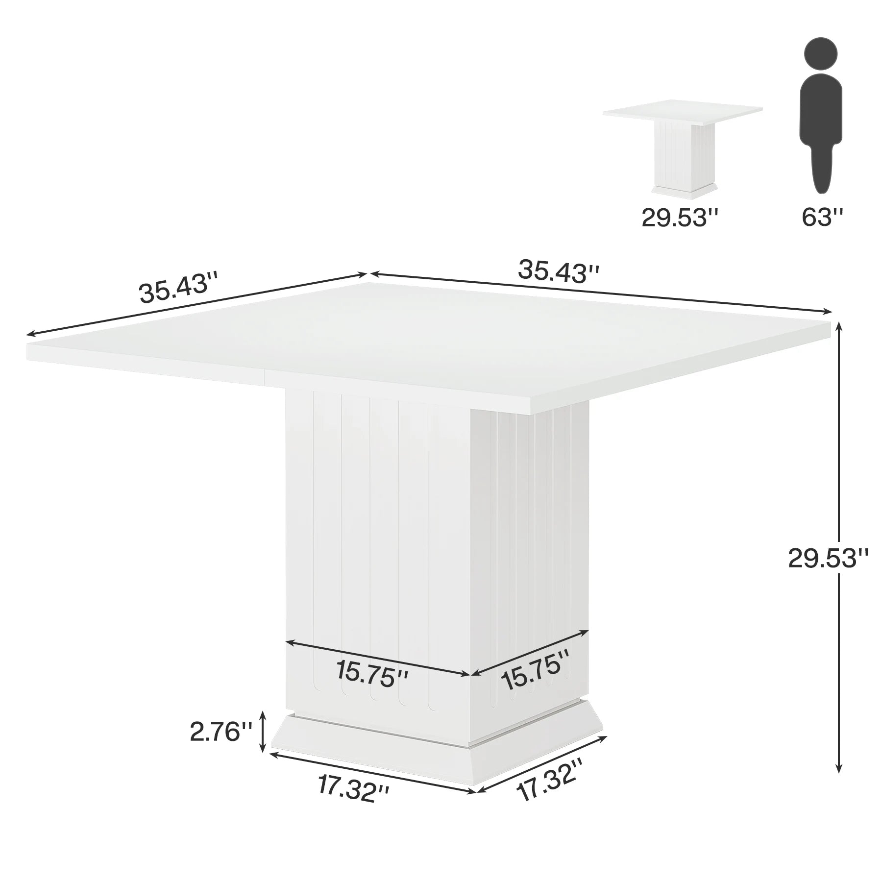 Tribesigns Square Dining Table with 2 Placemats, Modern Engineered Wood Small Dinner Kitchen Table for 4 People
