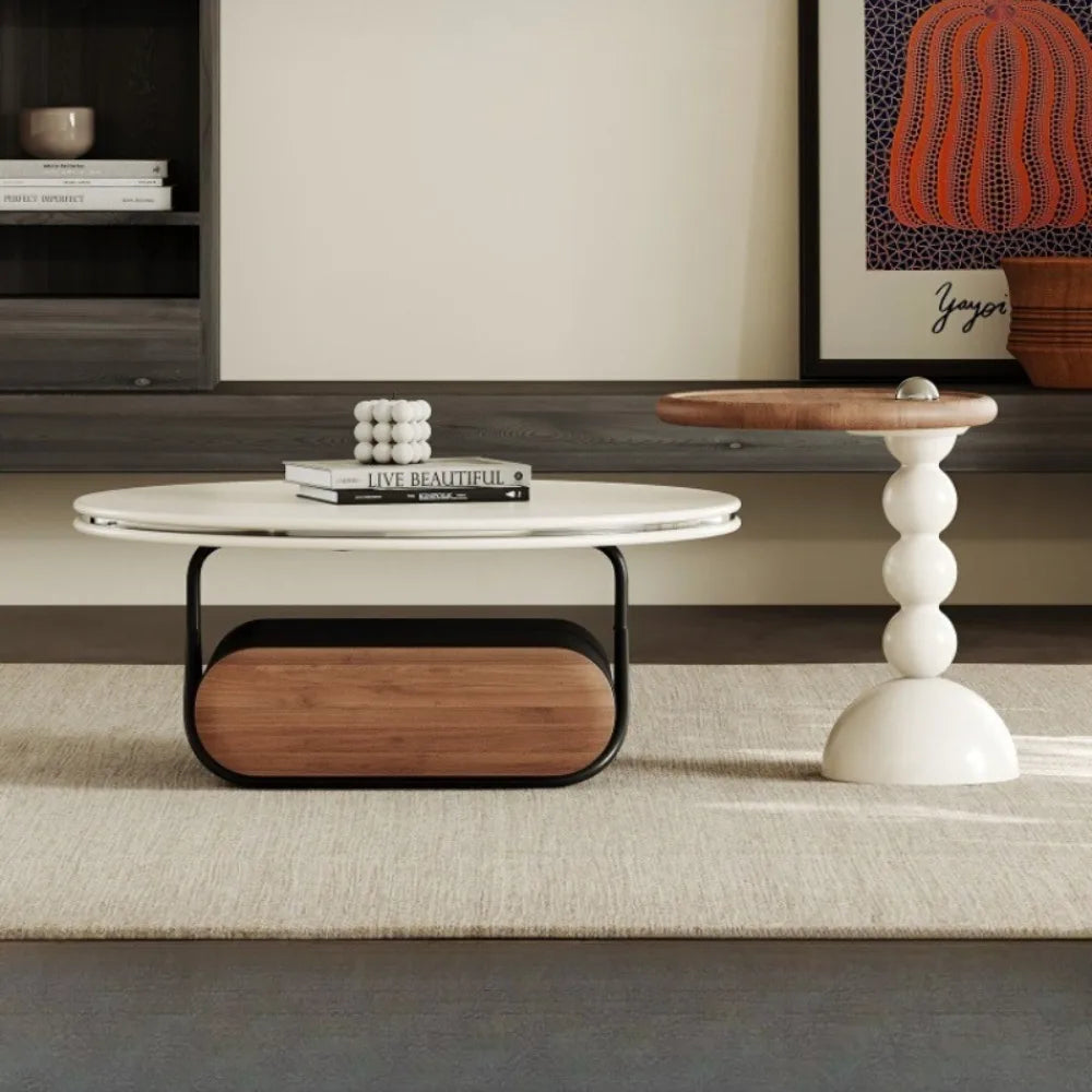 Round Luxury Coffee Table Corner Designer Cool Minimalist Tables Books Premium Mesas De Centro Para Sala Home Furniture