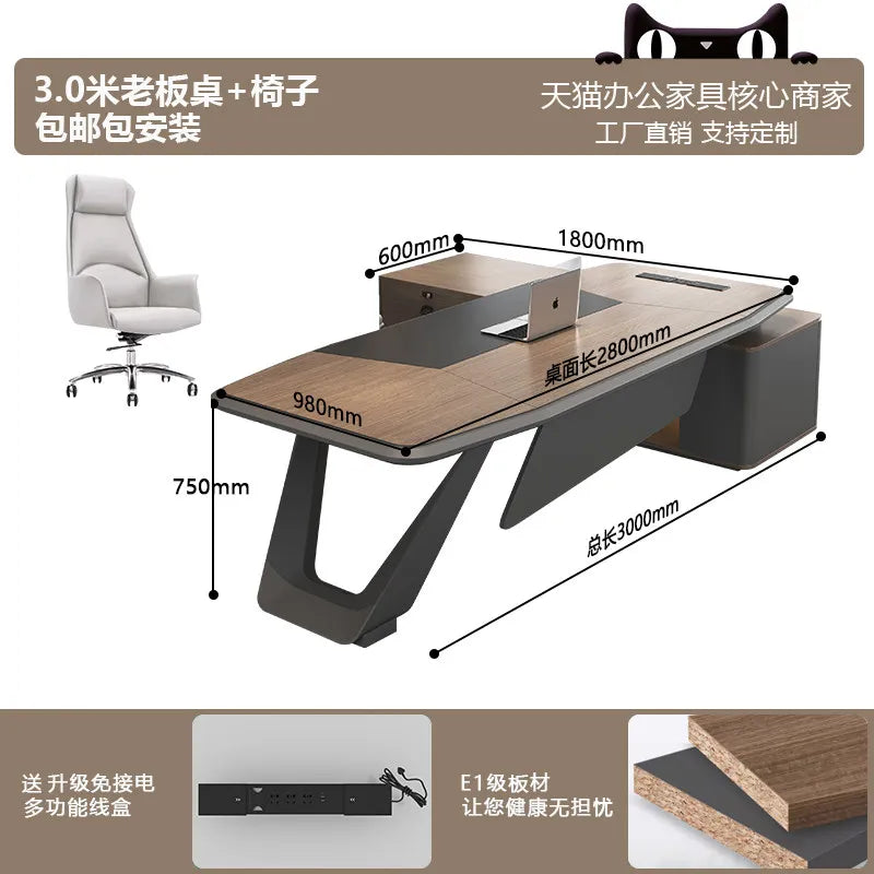 European Modern Office Desk Wooden Computer Gaming Decoration Drawer Office Desk Luxury Storage Meuble Bureau Home Furniture