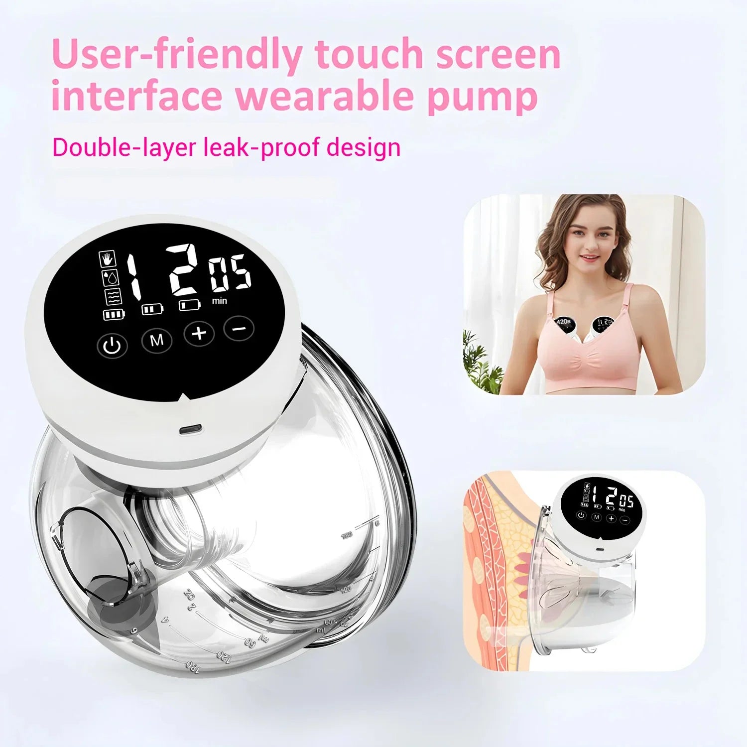 2026 New Wearable Electric Breast Pump Painless Double-Sided, Fully Automatic And Hands-Free Breast Milk Collector Sells Well.
