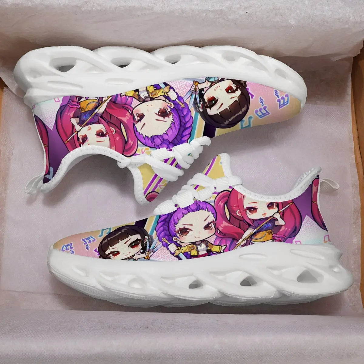 Children's Casual Shoes Cartoon Girls Music Notes Print Casual Sports Sneakers Casual Running Shoes for Men Women Larges