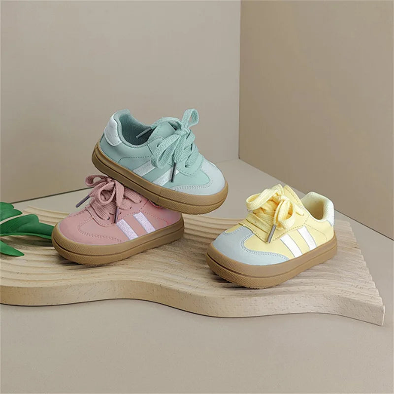 2025 New Spring Baby Shoes Leather Toddler Kids Sneakers Outdoor Boys Tennis Soft Sole Fashion Little Girls Sneakers EU 16-25