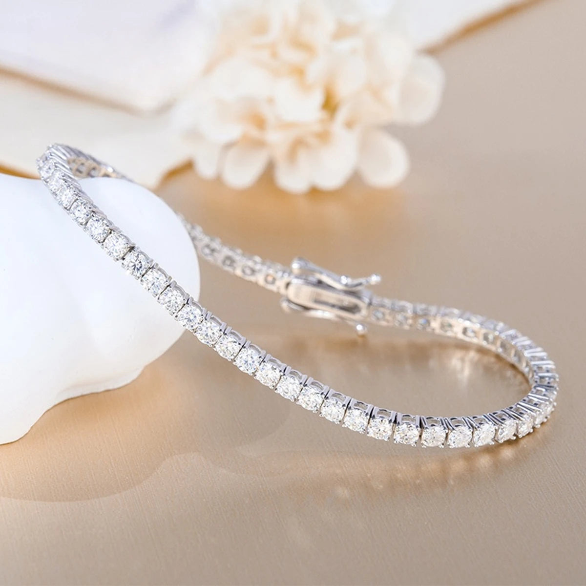 Fashion Simple 3-6.5mm D VVS1 Moissanite Tennis 925 Sterling Silver Single Row Classics with GRA Bracelet for Women Man Jewelry