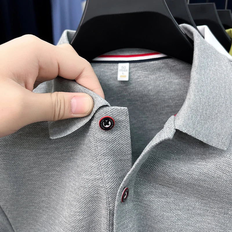 luxury brand men's high quality short sleeves polo shirt lapel embroidery puppy cuff stripe t-shirt business leisure men's wear