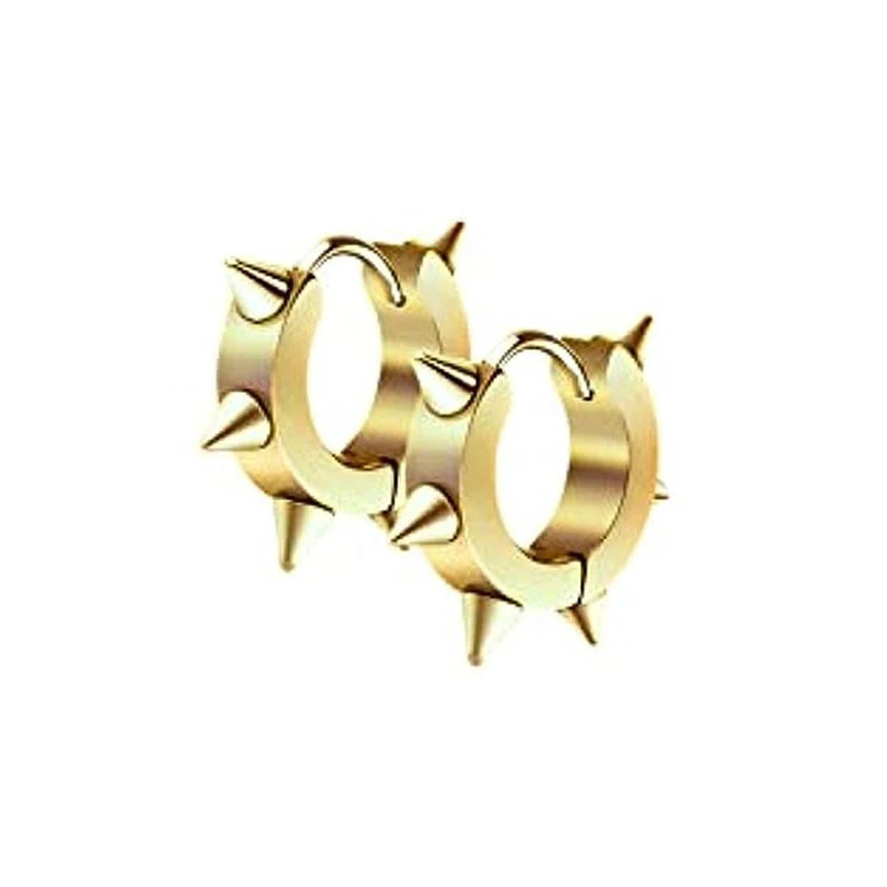 Clearance_1 Pairs Stainless Steel Hinged Hoop Earrings For Men, Punk Spike Earrings_Continuous updates