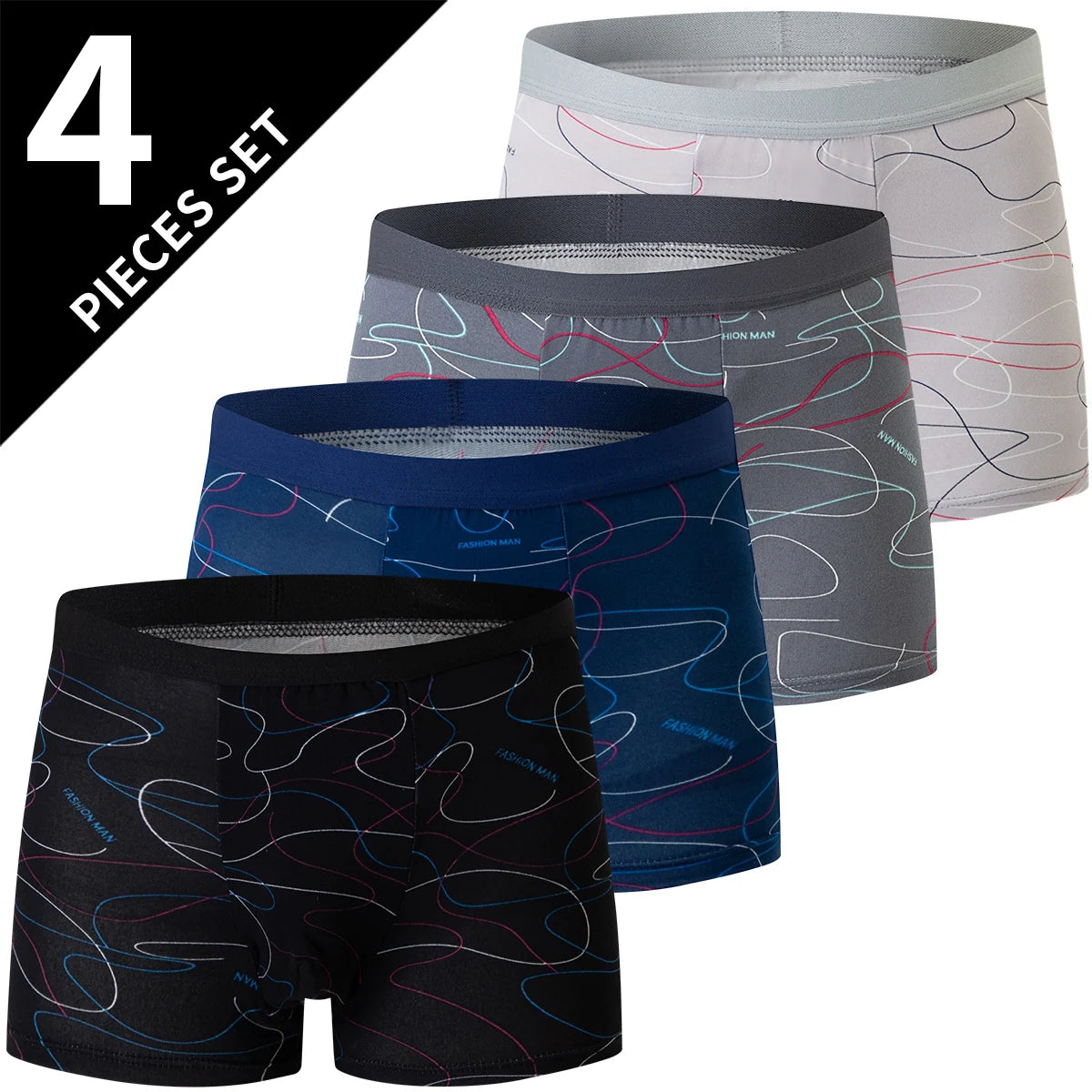 4/10piece Men's European And American Size Printed Fashionable Underwear Comfortable Plus Size Boxer Shorts Casual Sports Shorts