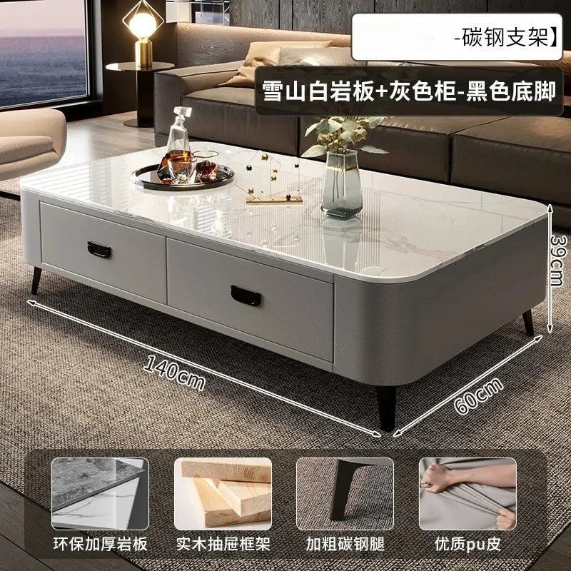 Luxury Marble Effect Coffee Tables Modern Design Square Storage Coffee Tables Minimalist Aesthetic Stolik Kawowy Home Furniture