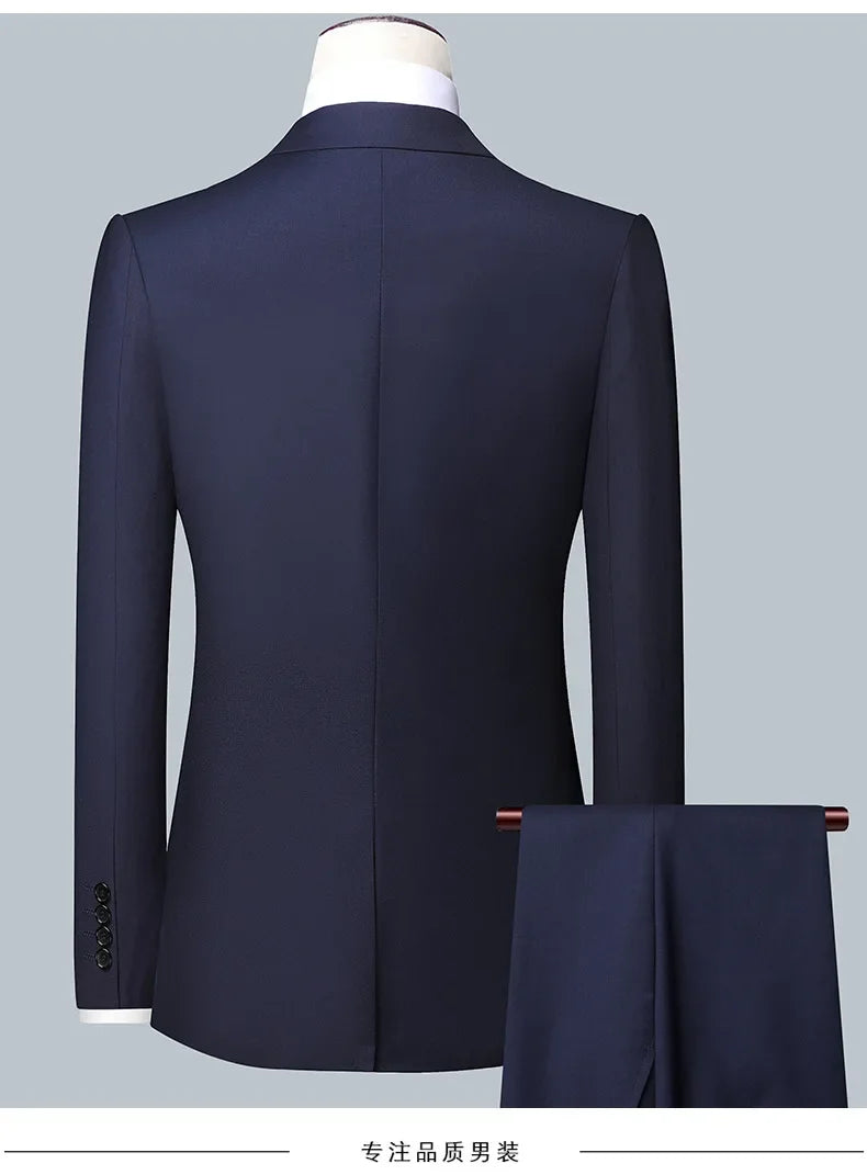 Suit Boutique Men's Fashion Business (Blazer+ Vest + Trousers) Gentleman's Wedding Casual Professional Formal Suit 3 Piece M-6XL