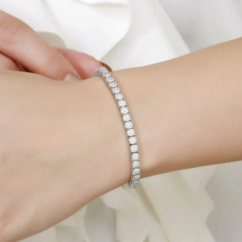 Women's Fashion 4mm Zirconia Tennis Bracelet Crystal Charm Designer Thin Chain Wedding Jewelry