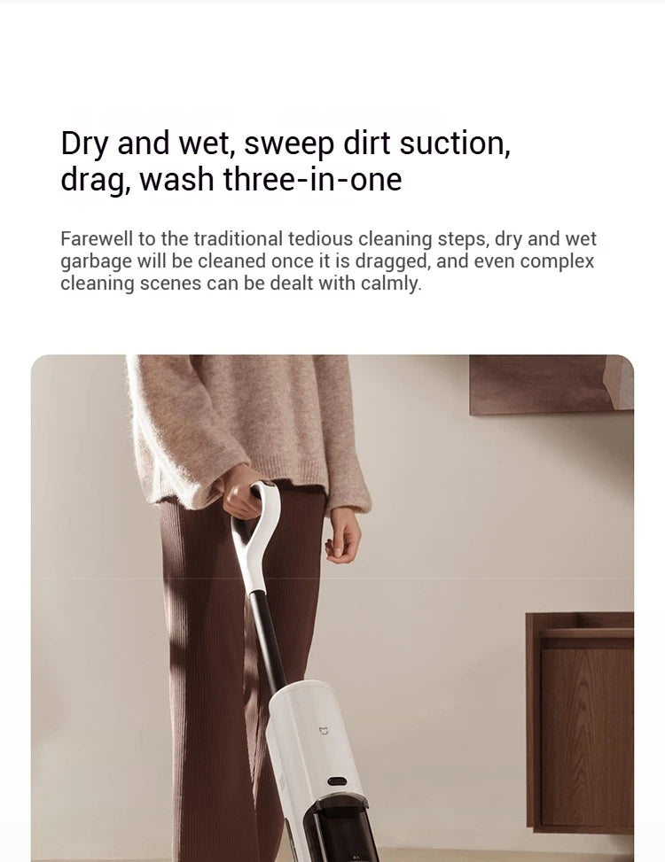 Xiaomi Mijia Cordless Wash Vacuum 2C, Electrolytic Water Sterilization, Anti-Tangle Brush for Pet Hair,Maternal-Infant Certified