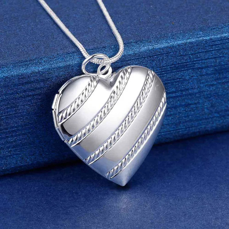 925 Sterling Silver Exquisite Heart Pendant Necklace Women's Fashion Wedding Engagement Jewelry