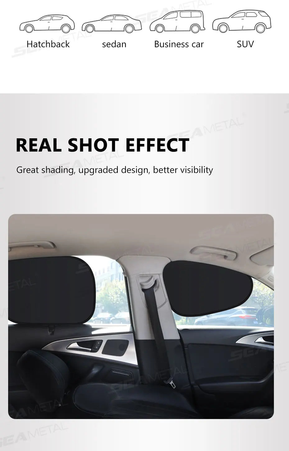 SEAMETAL Electrostatic Sun Visor for Car Side Window 4-Layer Sun Shade Curtains Anti-Glare UV-Blocker Auto Sun Protection Cover